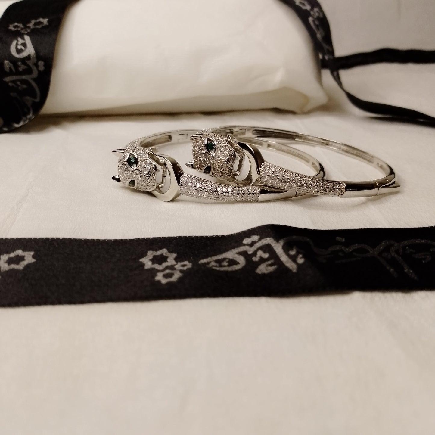 Pair of 2 Zarcoon silver snake style Kara/bangles