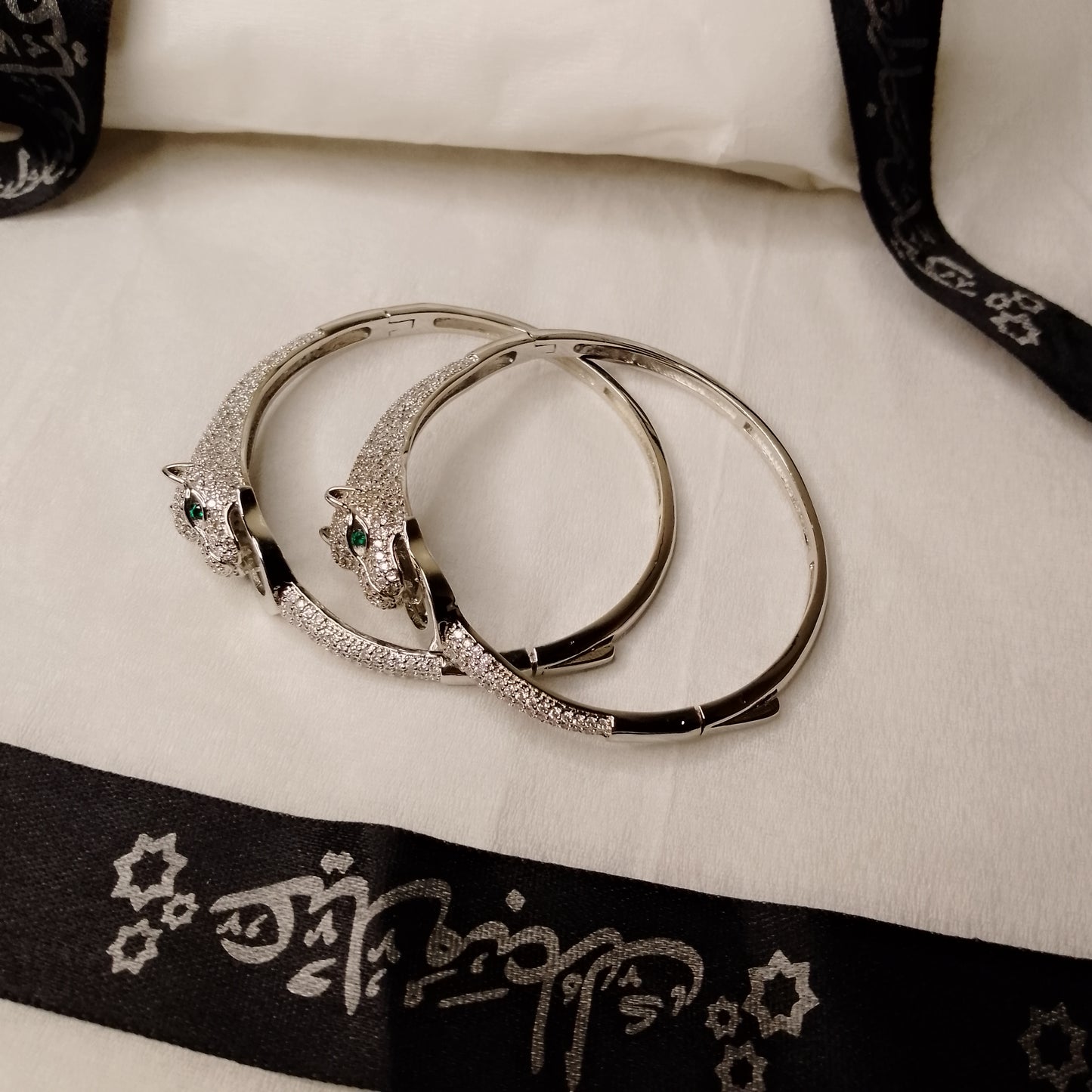 Pair of 2 Zarcoon silver snake style Kara/bangles