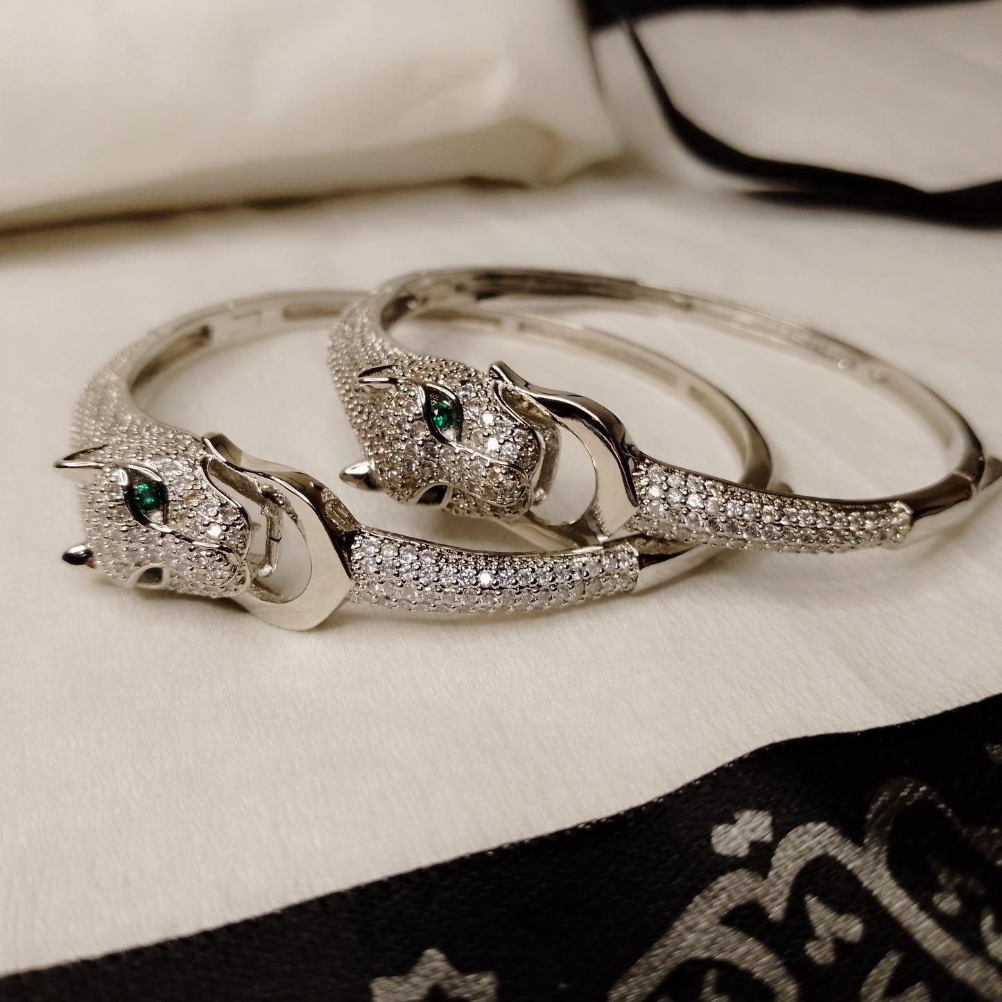 Pair of 2 Zarcoon silver snake style Kara/bangles