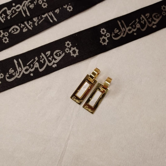 White and Golden Gold Plated Earrings
