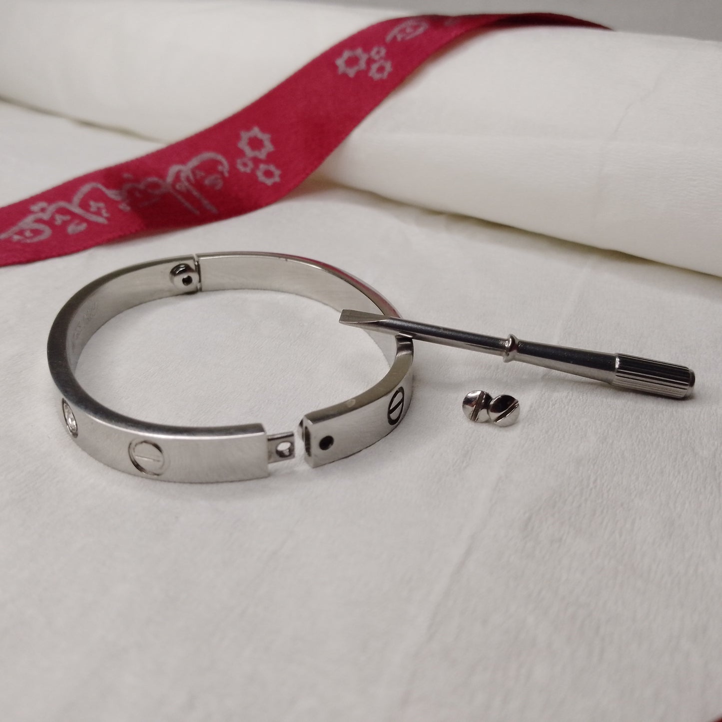 Silver Cartier Handcuff with screw driver