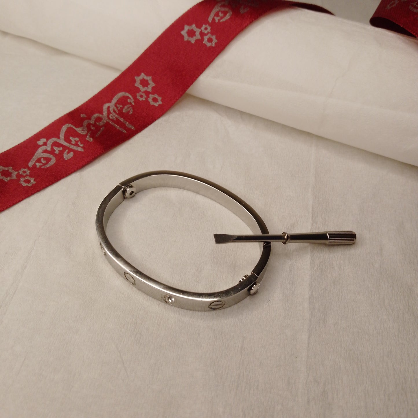 Silver Cartier Handcuff with screw driver