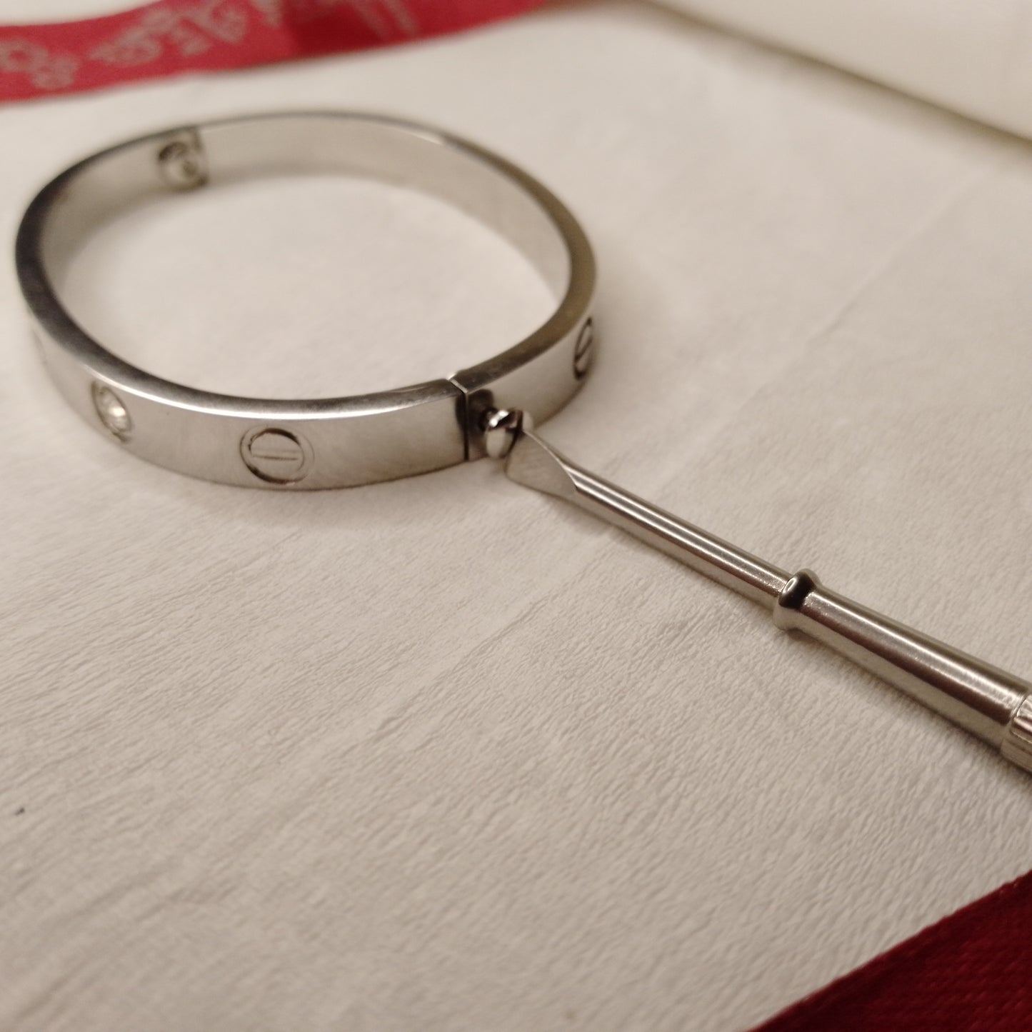 Silver Cartier Handcuff with screw driver