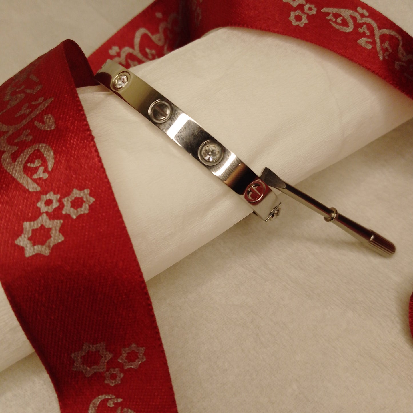 Silver Cartier Handcuff with screw driver