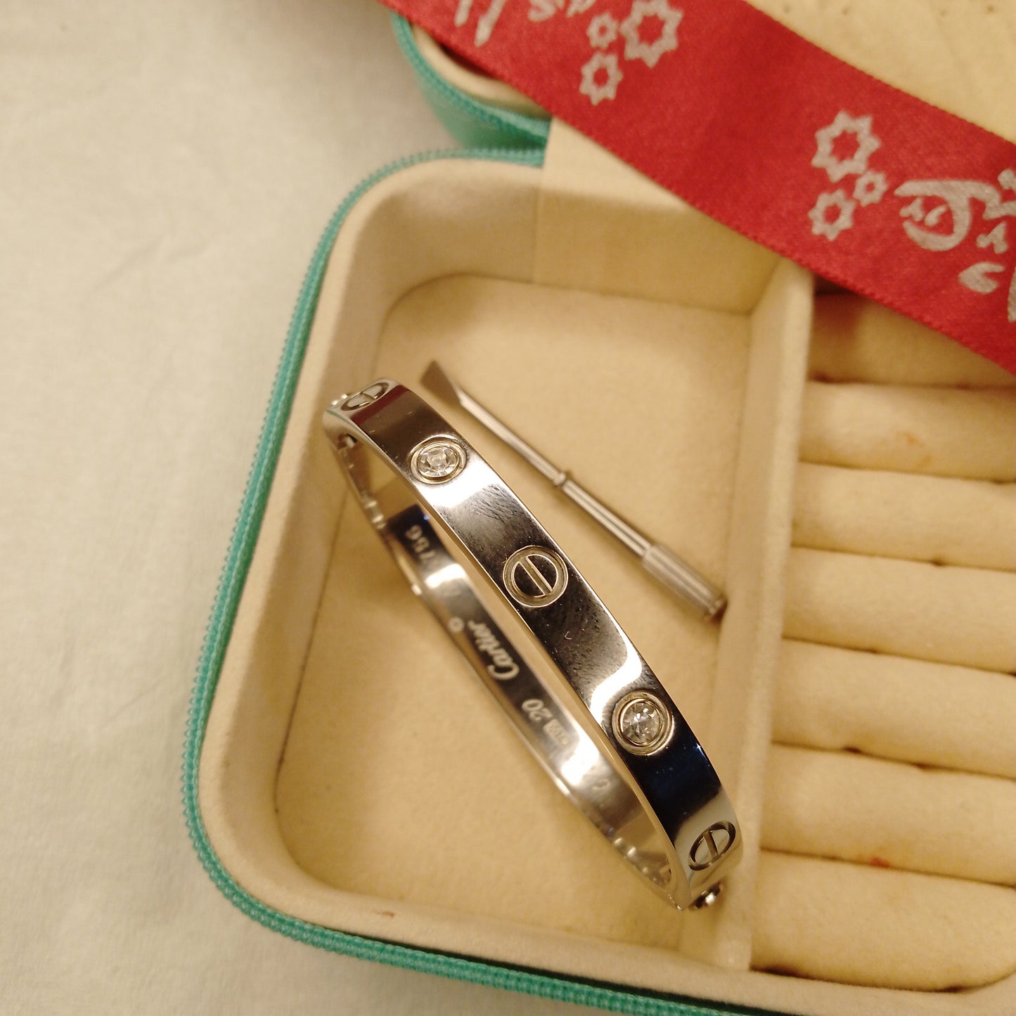 Silver Cartier Handcuff with screw driver